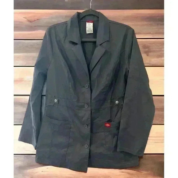 Dickies Jacket Large Blazer Work Coat Button Up Logo‎ Canvas - Picture 1 of 4